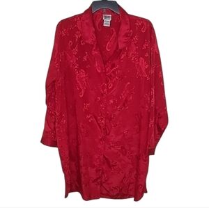 Vintage Morgan Taylor Red Paisley Satin Sleep Shirt